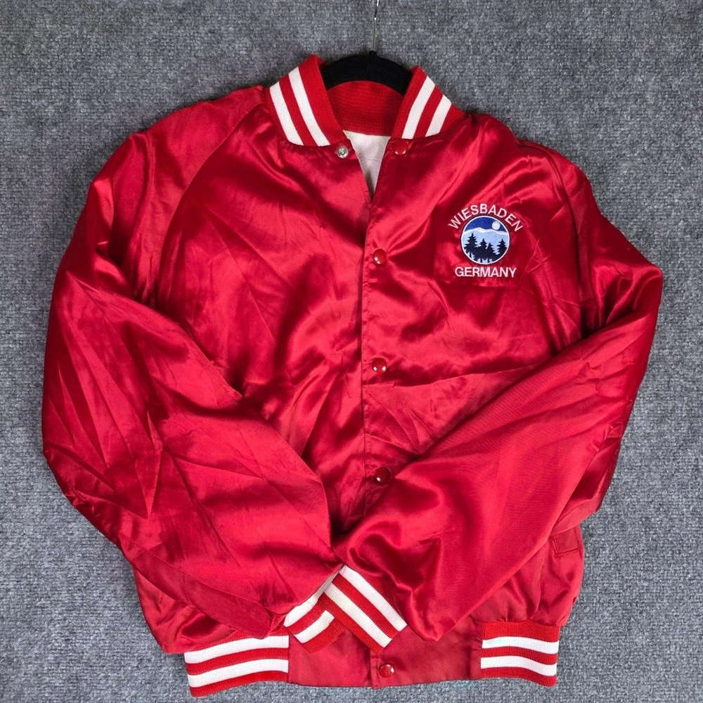 VTG 70s Artex Satin Bomber jacket Wiesbaden Germany Military Souvenir USA‎ Made
